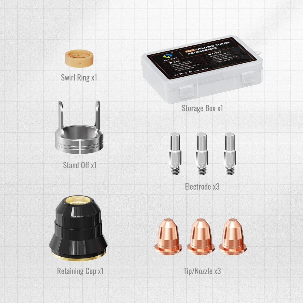 S45 Plasma Cutter Accessory Kit, Suitable for Most Low-Frequency Welding Torc...
