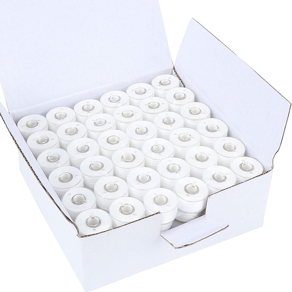 144pcs White Prewound Bobbin Thread 60S 290WT Polyester for Embroidery Sewing...