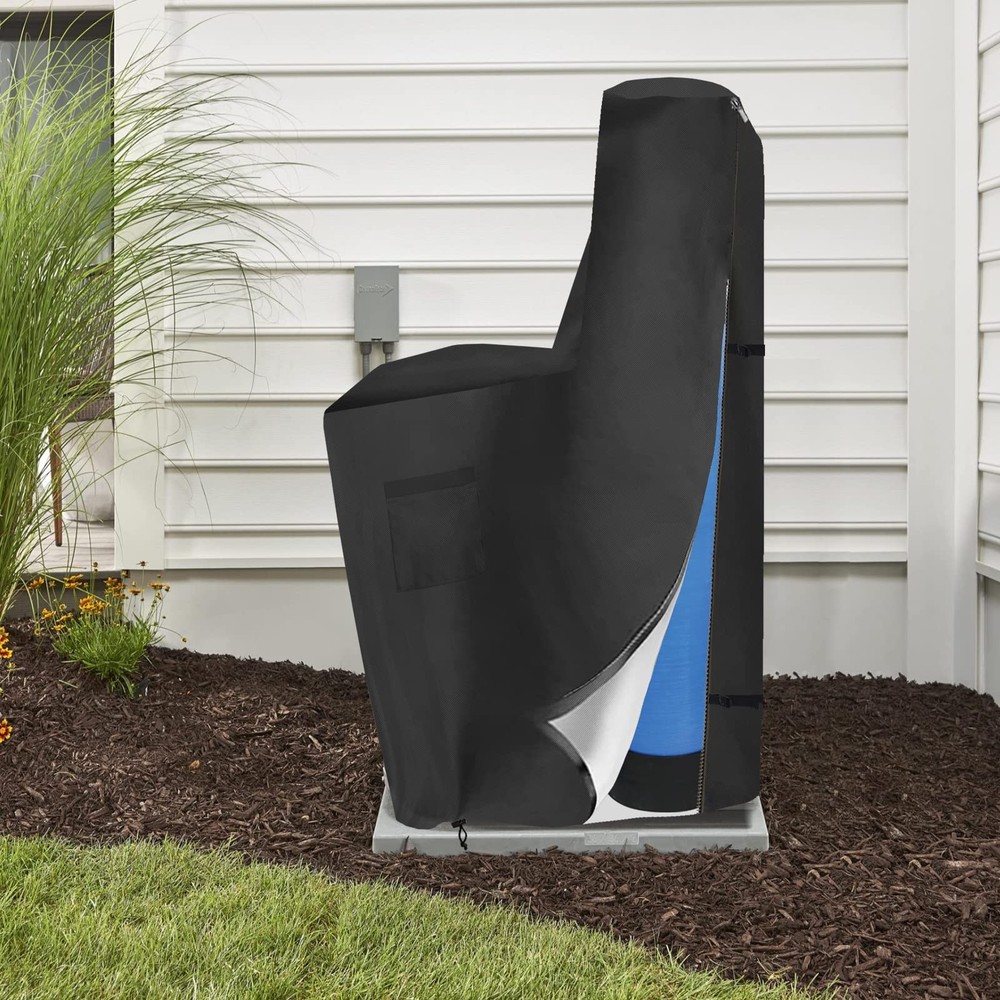 Water Softener Cover with Split Zipper,Outdoor Water Softener Brine Tank Cove...