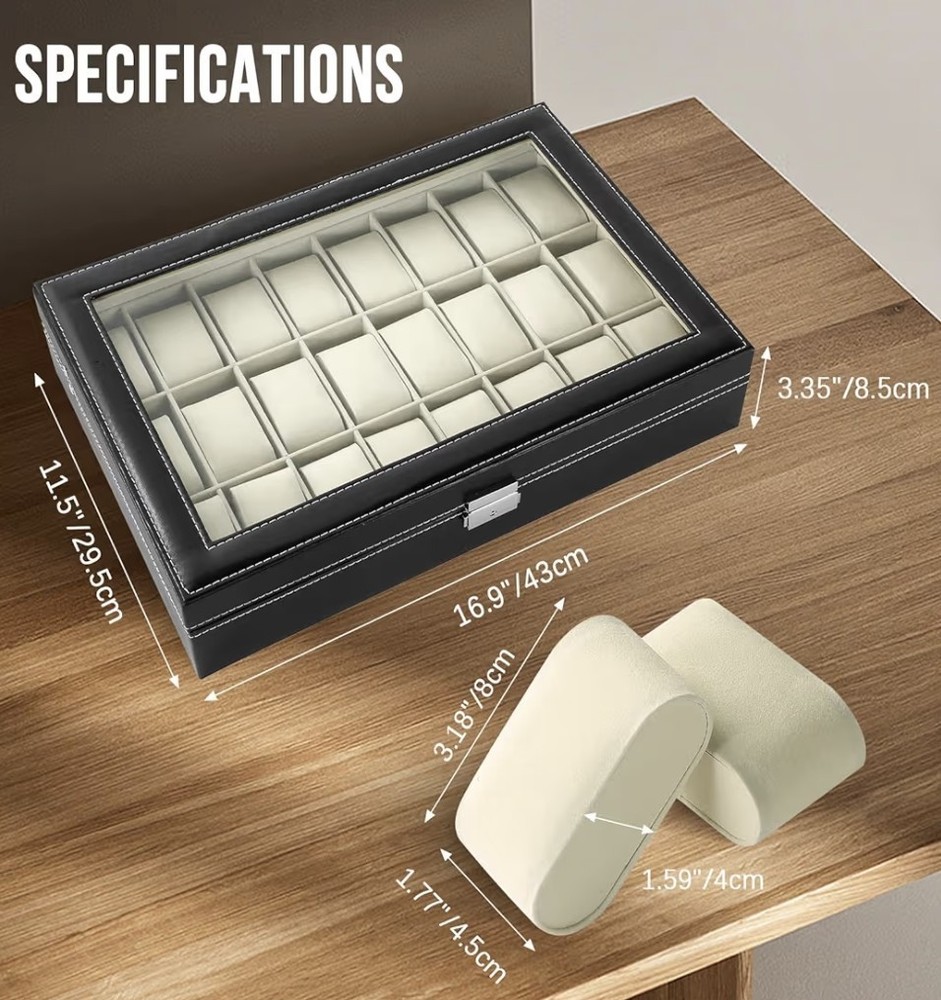 24 Slots Watch Box | Watch Case Display.