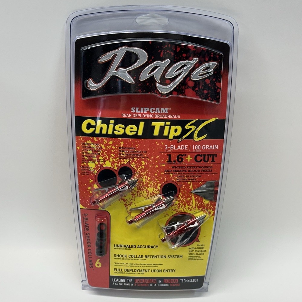Rage 3-Blade Chisel Tip SC Broadhead 3-Pack - 100 Grain