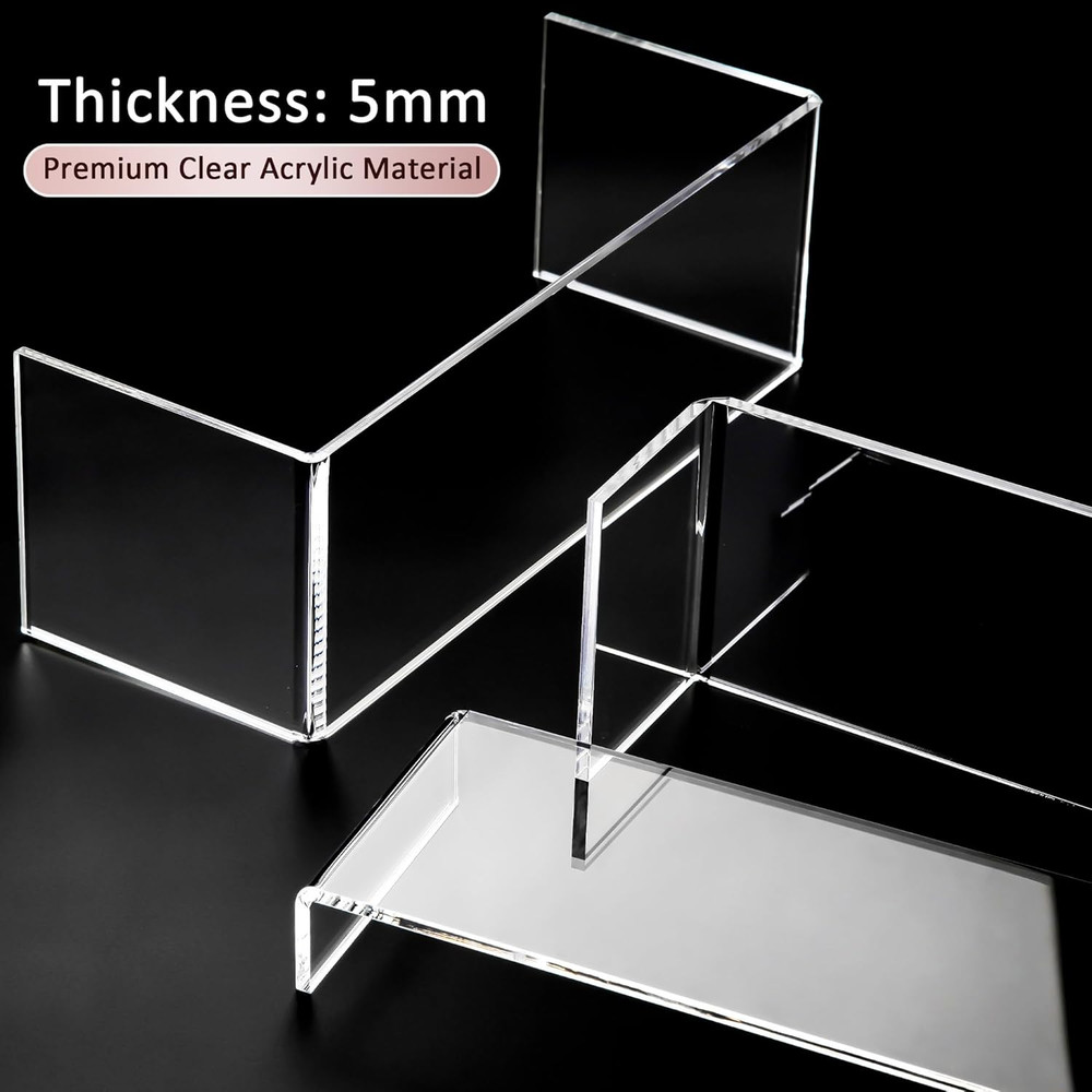 1 Set Large Acrylic Clear Display Risers, 3 Sizes 12" Rectangular Showcase Colle