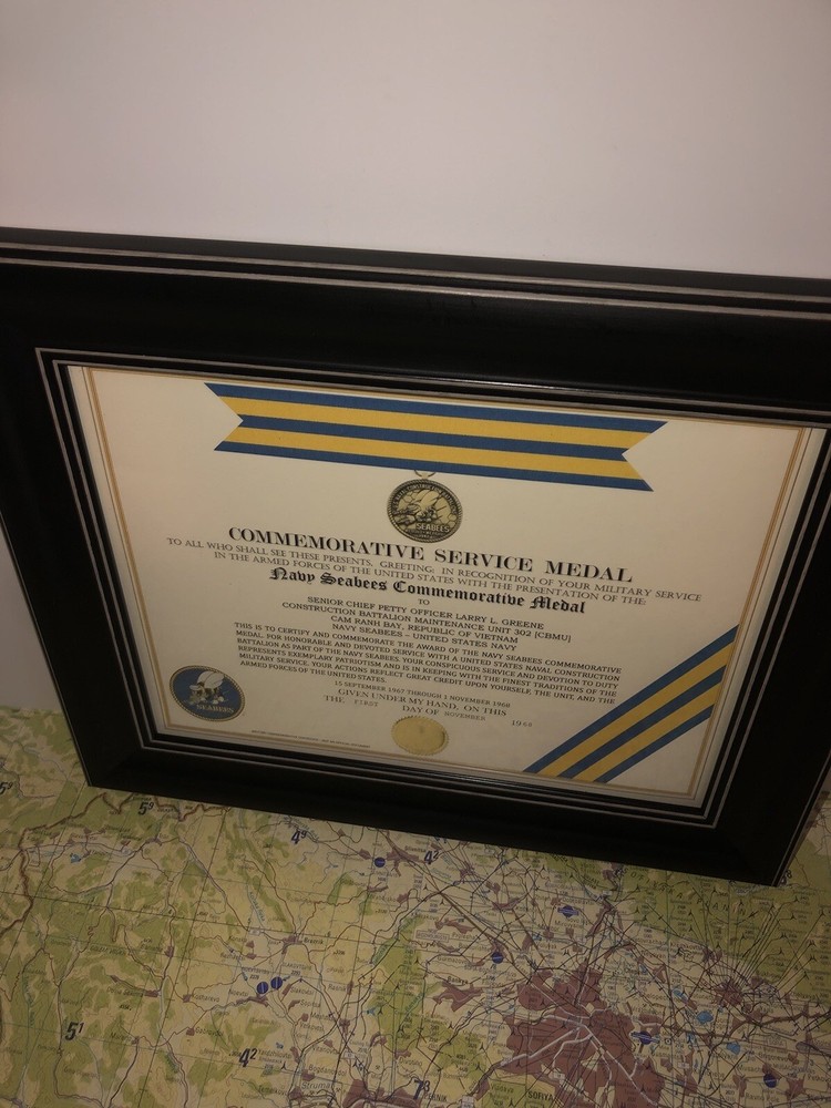 NAVY SEABEES COMMEMORATIVE MEDAL CERTIFICATE ~ Type 1