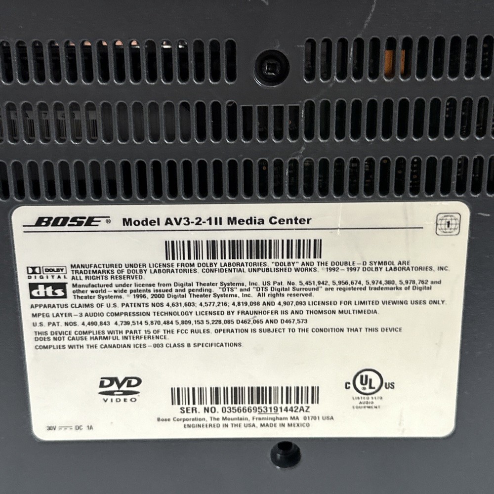 2 Bose Model AV3-2-1II Media Center Main Unit Without Cords