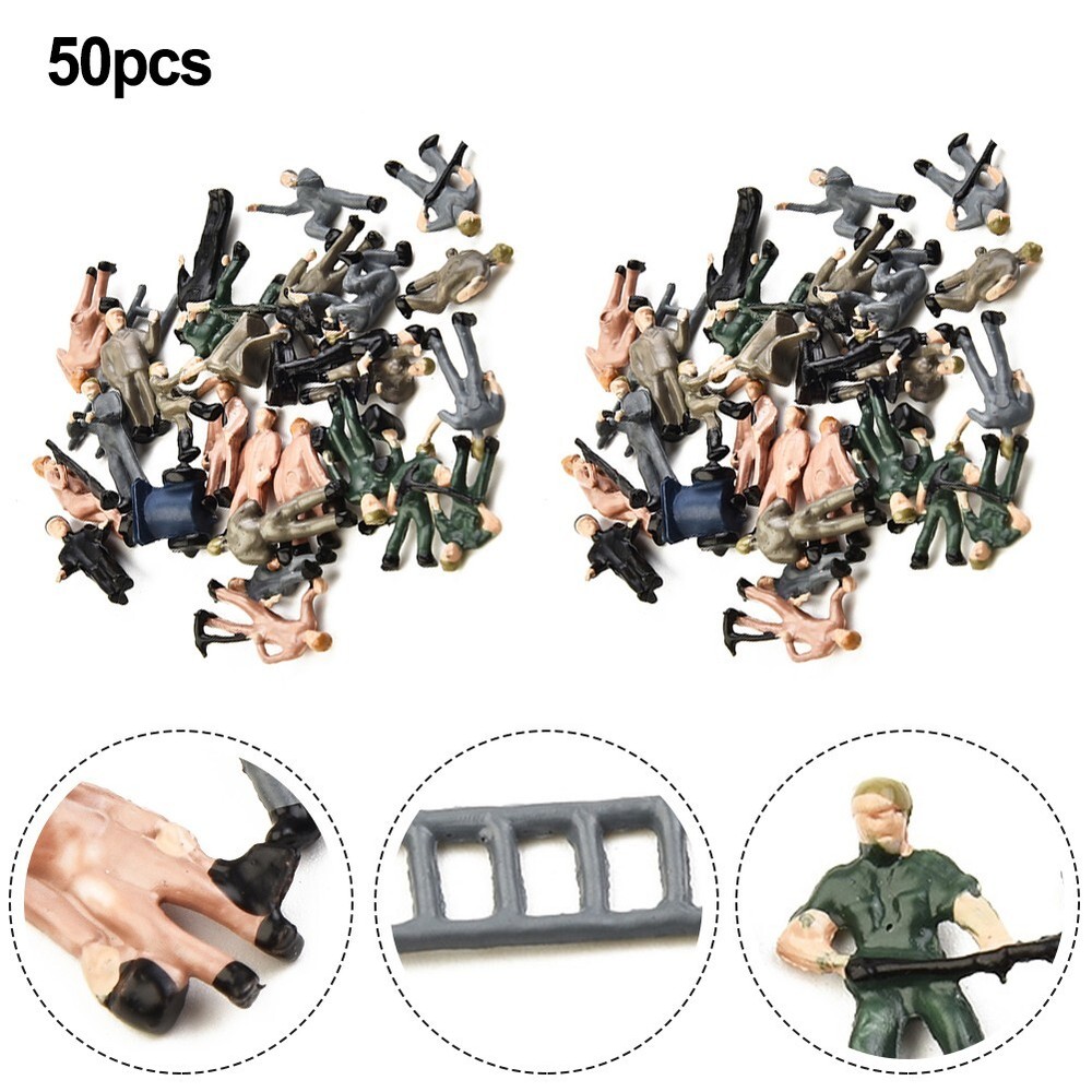 Figures Painted Figures Scale 1:87 25 Different Poses 50pcs Painted Figures