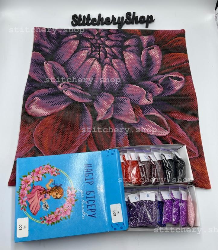 Bead embroidery pillowcase kit "Grisanthemum"