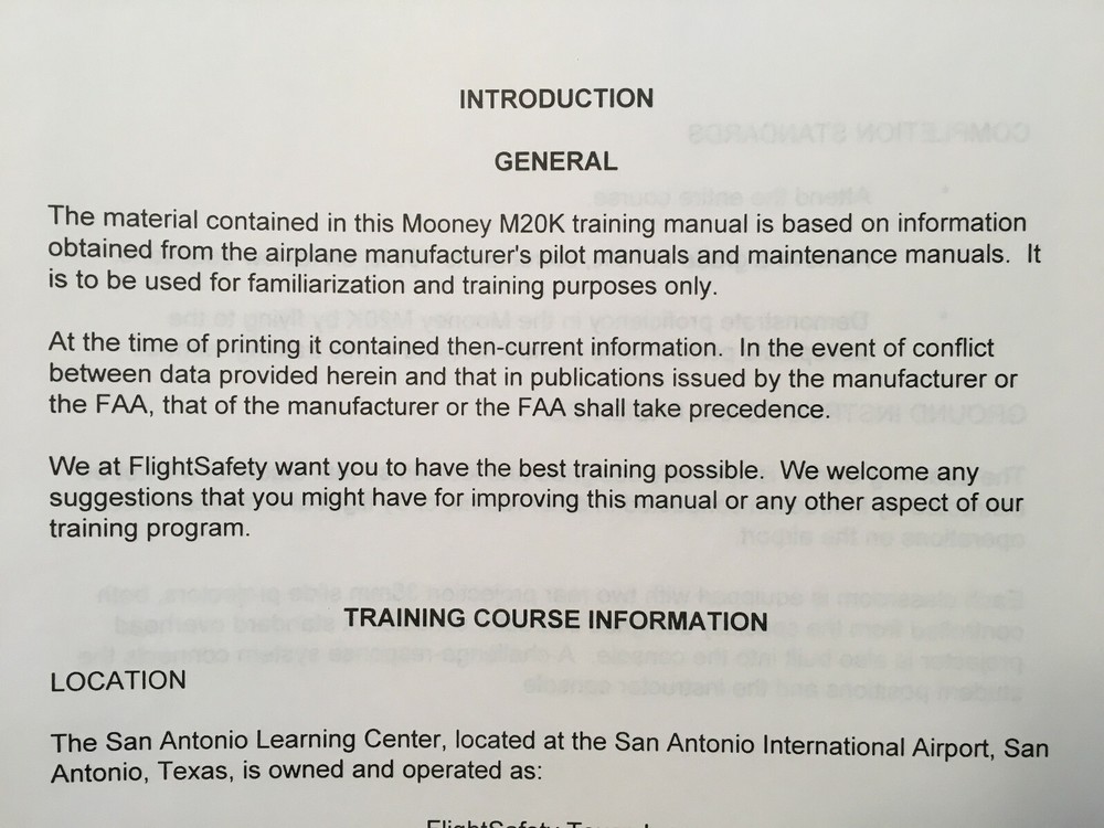 FlightSafety Mooney M20K Encore Pilot Training Manual