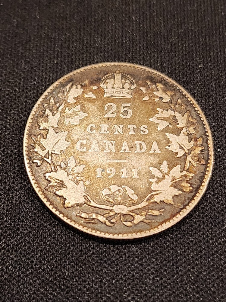 1911 Canada 25 Cents Silver Coin