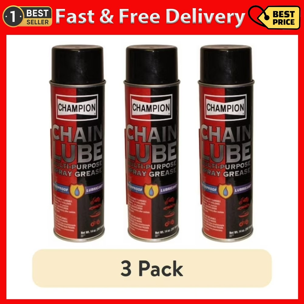 (3 Pack) Champion Chain Lube Multi-Purpose Spray Grease