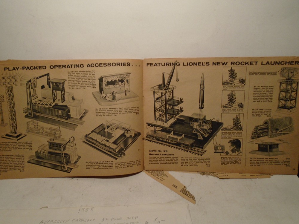 ORIGINAL LIONEL 1958 ACCESSORY CATALOG USED