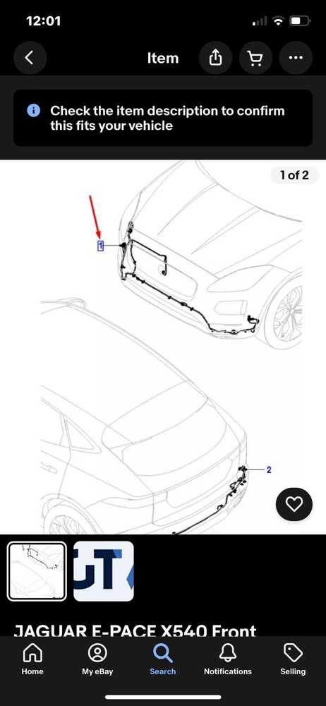 2018 jaguar e-pace Front Parking Assist Wiring Harness