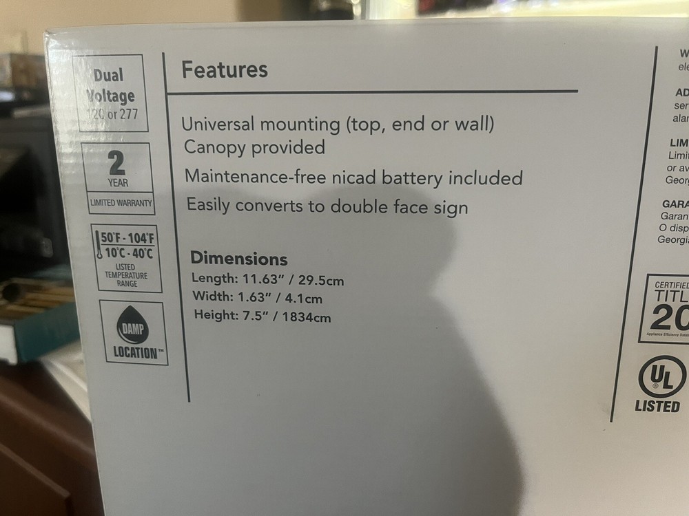 Lithonia Lighting Contractor Select Exit Sign Green 210LCM 120/277
