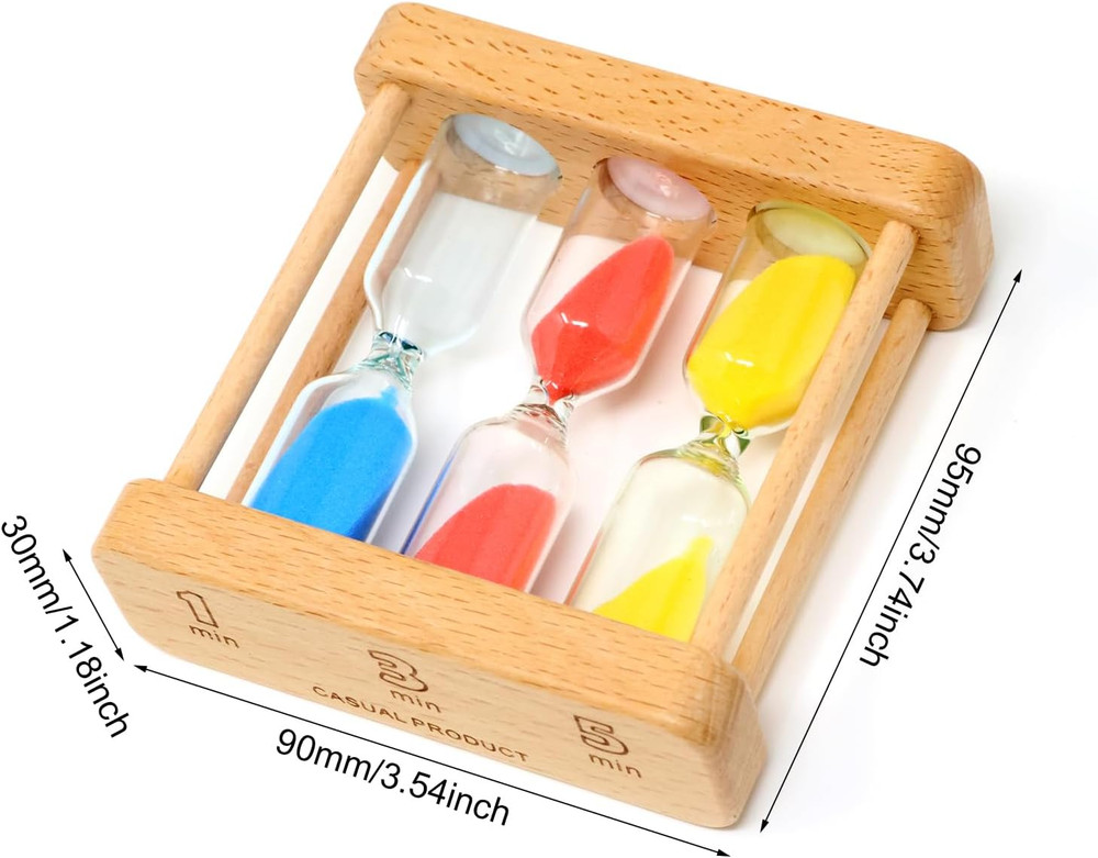 1PCS 1-3-5 Minute Sand Hourglass Timer Wood Frame Mini Sand Clock Timer Small Ta