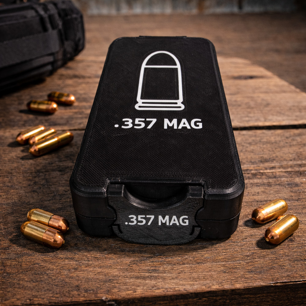 50 Round 357 MAG Ammo Box | 3D Printed Storage Case | Tactical Range Organizer