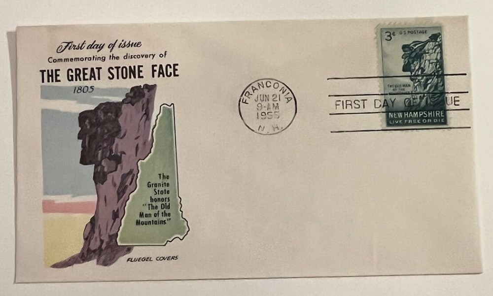 1955 3c Great Stone Face Postage Stamp #1068 First Day Covers (2)