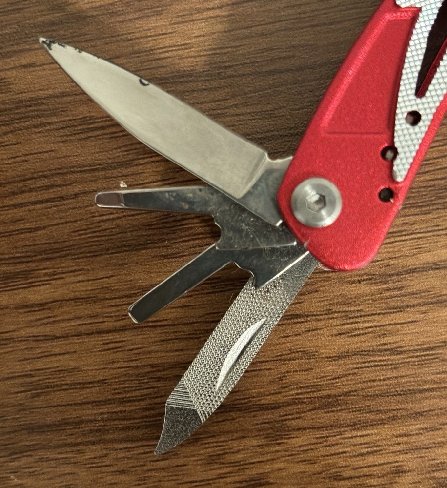 PT 3” Red 8 Feature Folding Pocket Multi-Tool w/ Pliers EMERGENCY/ CAMPING