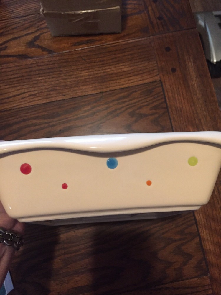 Temptations Bakeware Multicolored Dots On Cream 1.5 Quart 8” Square Baker