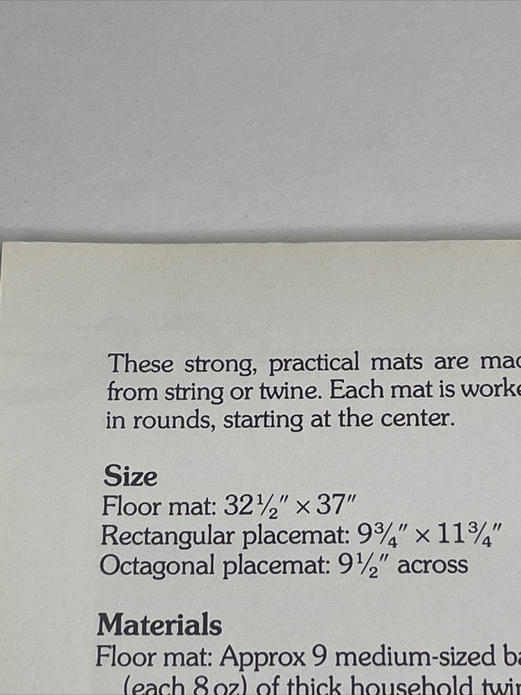 String Mats Placemat Crochet Pattern Marshall Cavendish