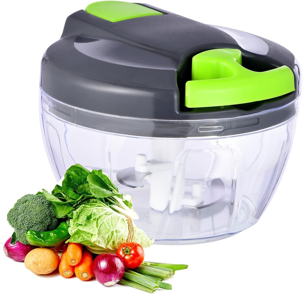 Ziweaye Manual Food Processor Vegetable Chopper, Portable Hand Pull String Garli