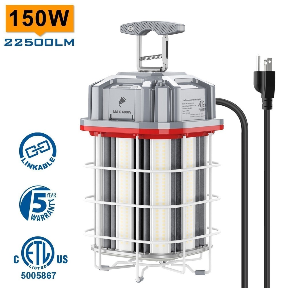 Industrial LED Temporary Work Light 150W 22500LM Linkable Project Jobsite Lights