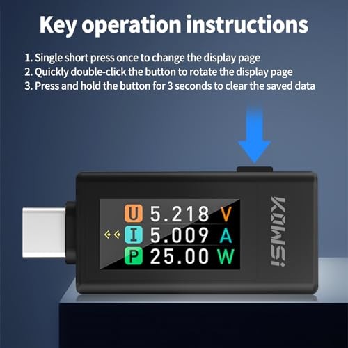 4-30V 0-8A USB C Tester Digital Multimeter, Voltage and Current Tester Black