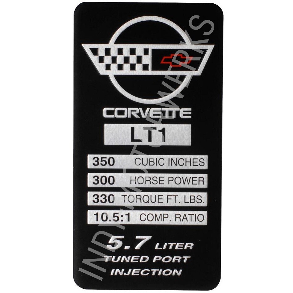 C4 1992 LT1 CORVETTE ENGINE ID SPEC METAL DATA PLATE CONSOLE ASHTRAY EMBLEM