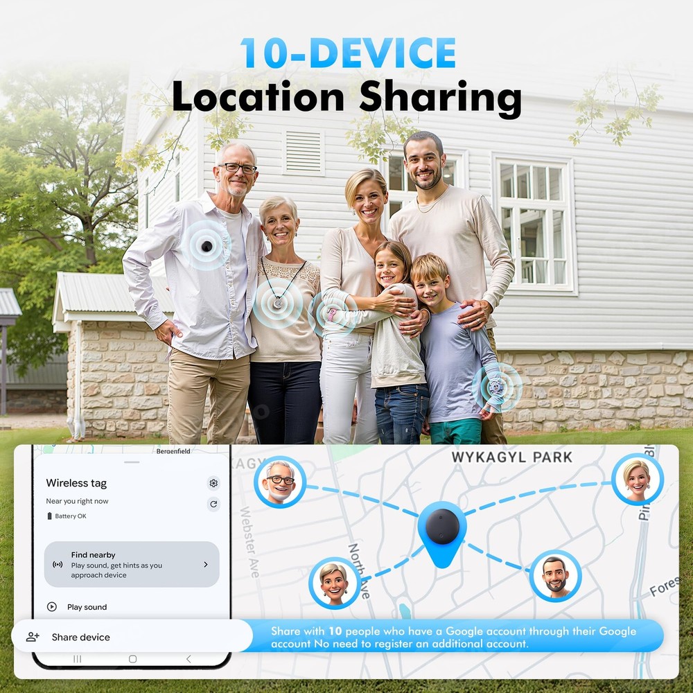 Bluetooth Tracker 4-Pack for Android & Samsung with Case, Smart Tag Item Find...