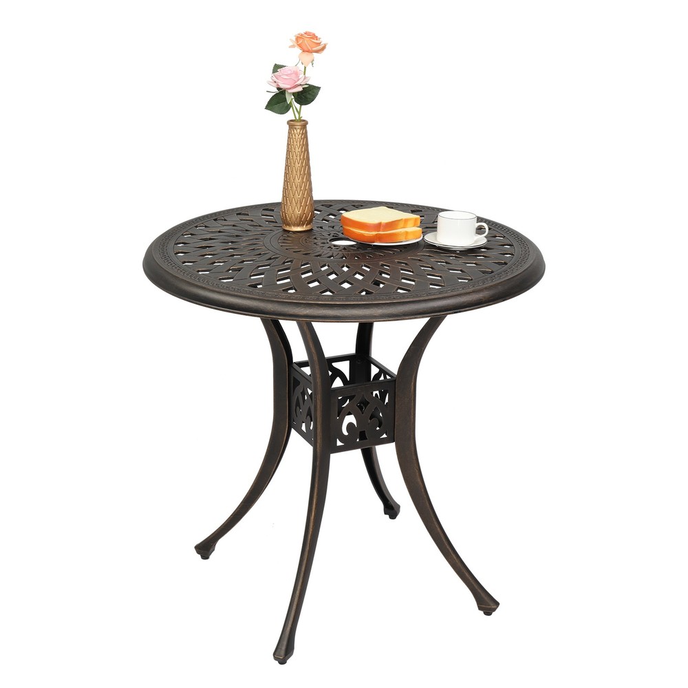 78cm Bronze Cast Aluminum Courtyard Table, Circular Diamond Top