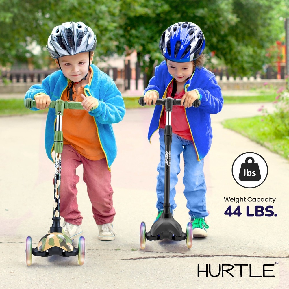 Hurtle Lightweight & Adjustable Mini Kickboard Scooter w/ LED Light Wheel (Camo)