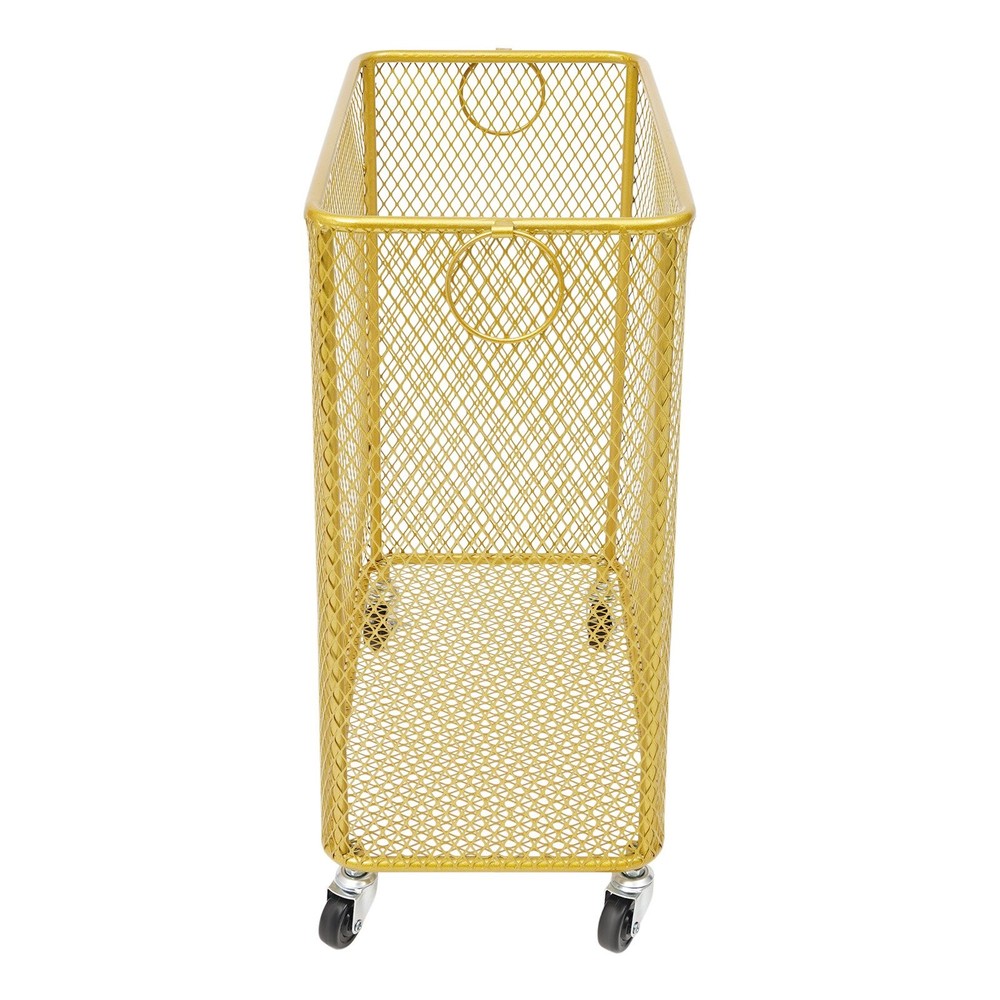 Rectangular Storage Busket Iron Rolling Laundry Basket For Home Gold,43*23*45cm