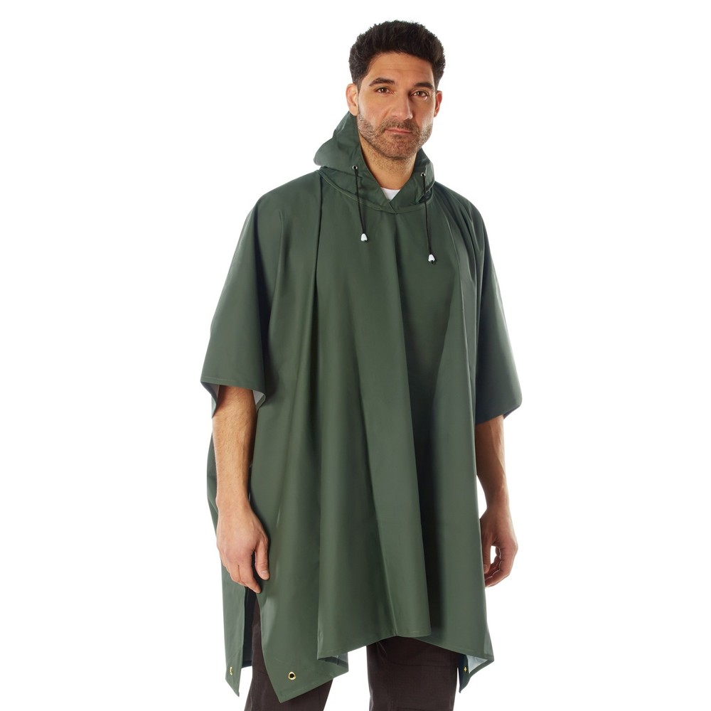 Rothco Rubberized Rainwear Poncho | One Size | Olive Drab | 3636