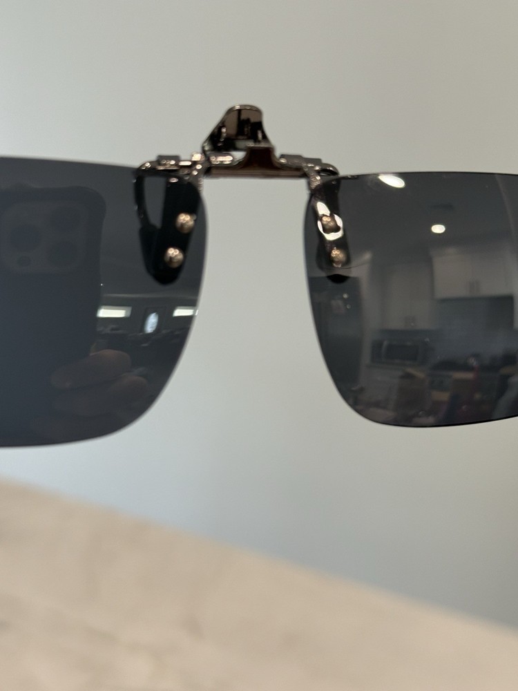 Clip On Sunglasses CEETOL Rectangular Gray Lens Metal frame Polarized Lenses