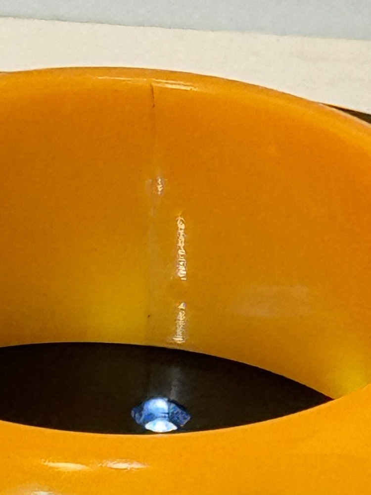Bakelite Bangle Bracelet Butterscotch Brass Injection Dot Tested VERY RARE READ