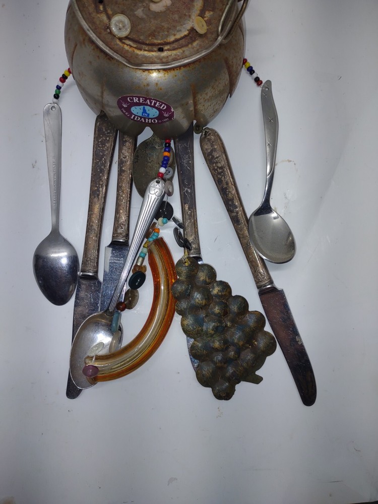 Antique Silverplate Silverware Wind Chime w/Flatware & Buttons Handcrafted Idaho