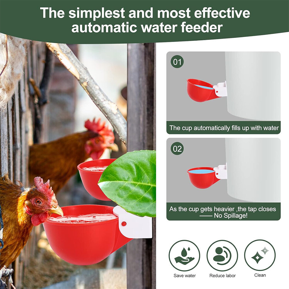 8 PCS Automatic Water Cups Poultry Drinker Waterer Chicken Duck Quail Drinking