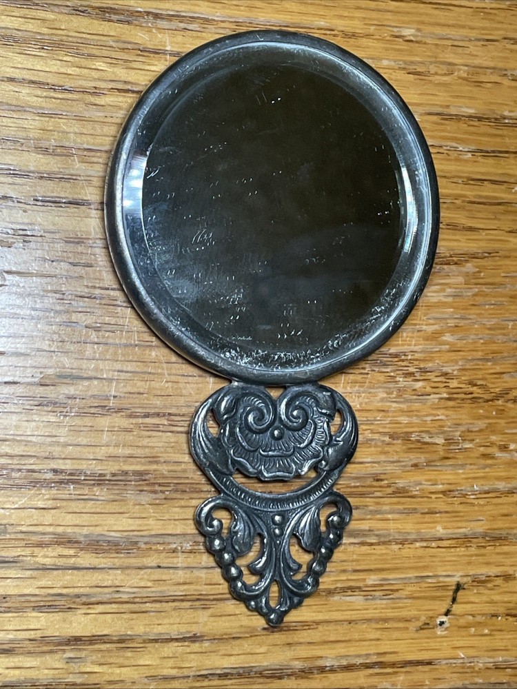 Vintage Hans Jensen Denmark Silver Plate Repousse Compact Mirror