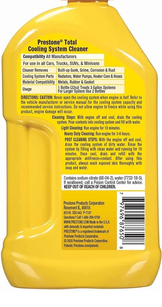 Prestone Total Cooling System Cleaner - 22 oz., All Vehicles