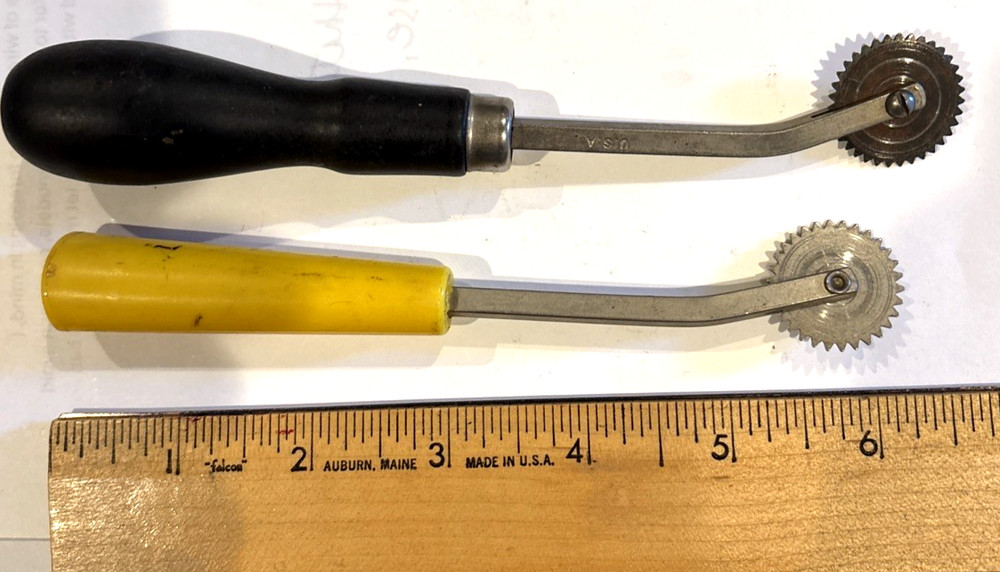 2 Vintage Leather Stitch Marking Tool/Pattern Tracing Wheels