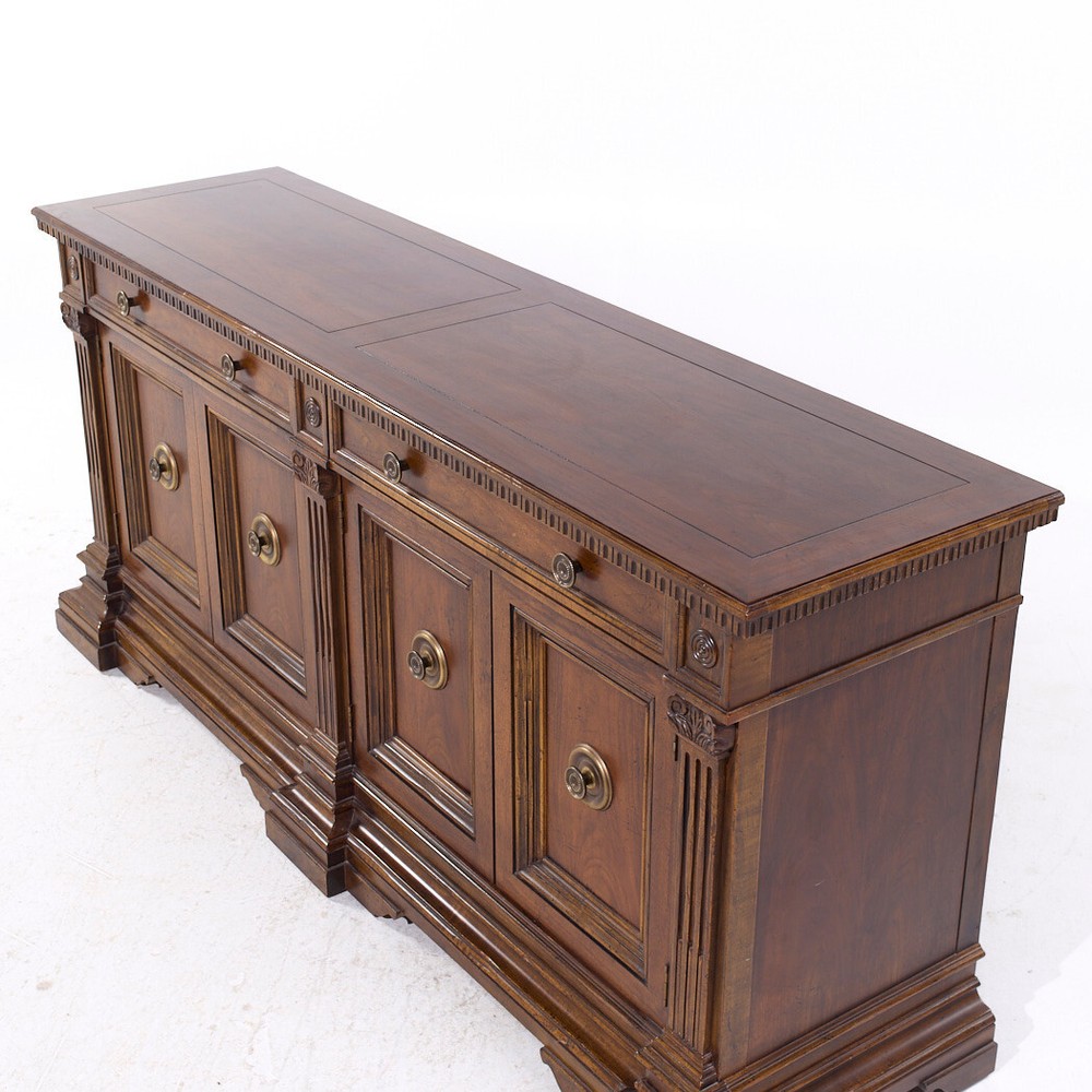 Baker Louis XVI Style Walnut and Brass Buffet
