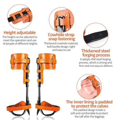 Tree Climbing Gear, Tree Climbing Spikes, Tree Climbing Gear with Adjustable