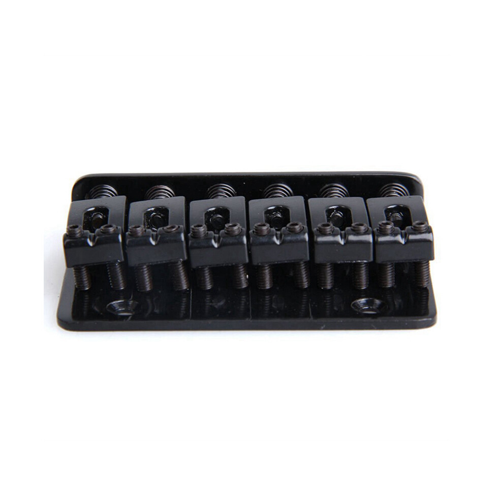 6 String 65MM Metal Fixed Hardtail Saddle Bridge Top Load Guitar Tailpiece BK