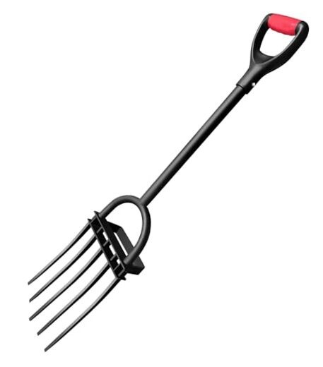 Garden Fork, Pitchforks for Digging Composting Single Handle Curved Teeth