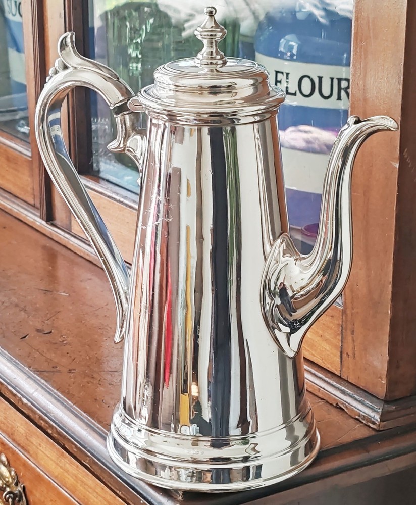 Gleaming Victorian Coffee Pot - James Dixon - Silver Plated