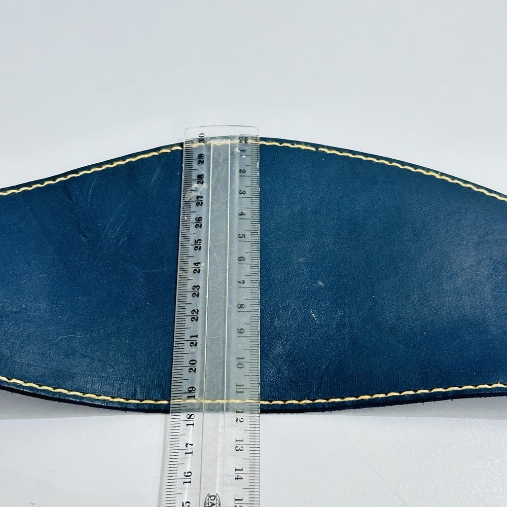Solid Hide Blue Leather Belt by Baxter Holdings Vintage size 30 Floral Buckle