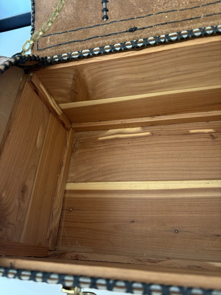 Cedar and Leather Mini Trunk Box