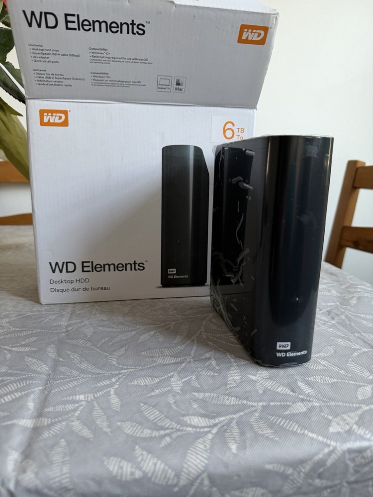 Western Digital WD Elements Desktop External HDD 6TB USB 3.0 Black