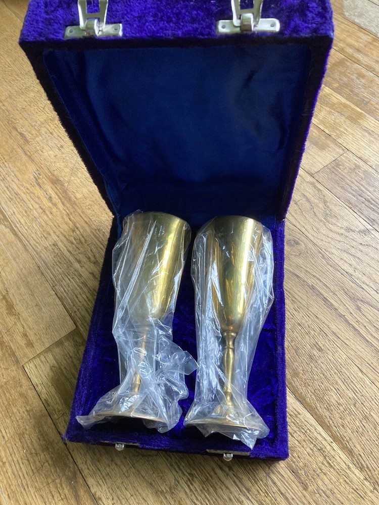Vintage Brass Wine Goblets  New