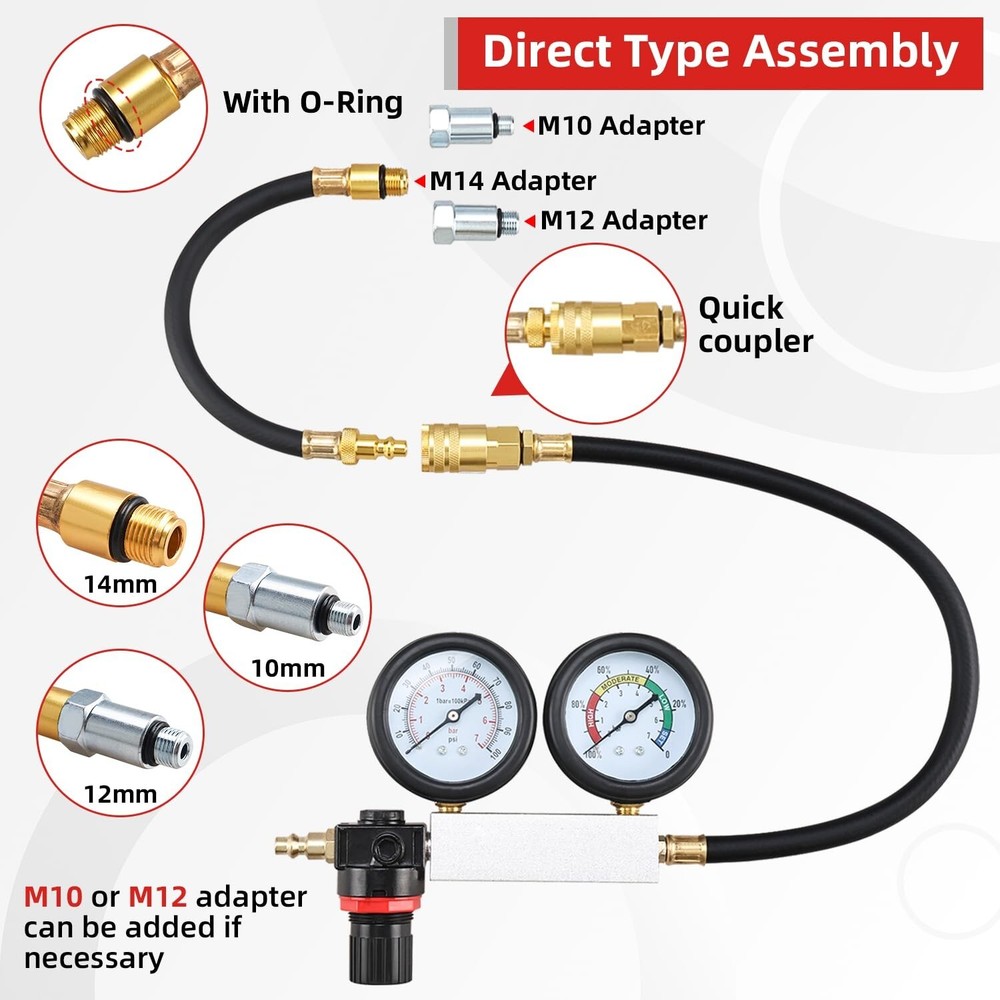 Cylinder Leak Down Tester Petrol Engine Compression Leakage Leakdown Detector
