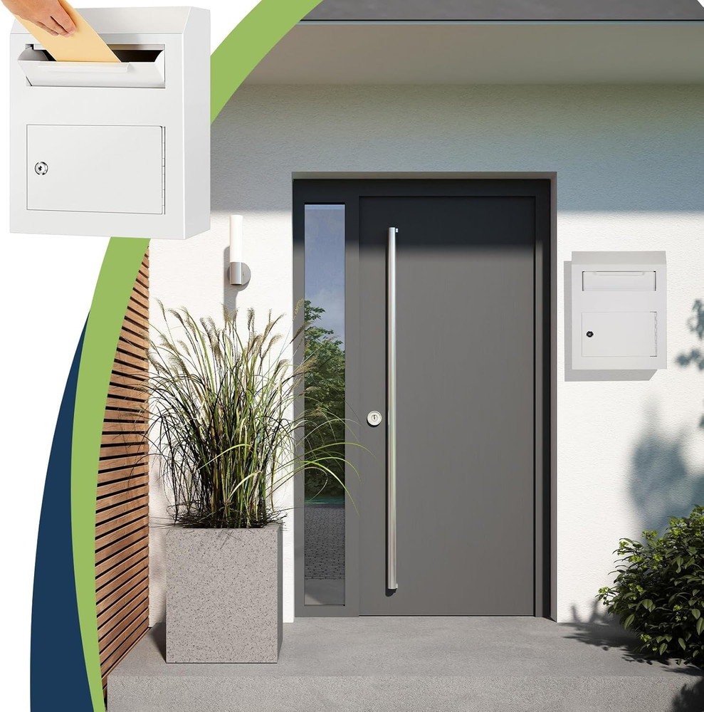 Mailbox for outside Wall Mount Locking Drop Box Wall Mounted Heavy Duty Safe Key