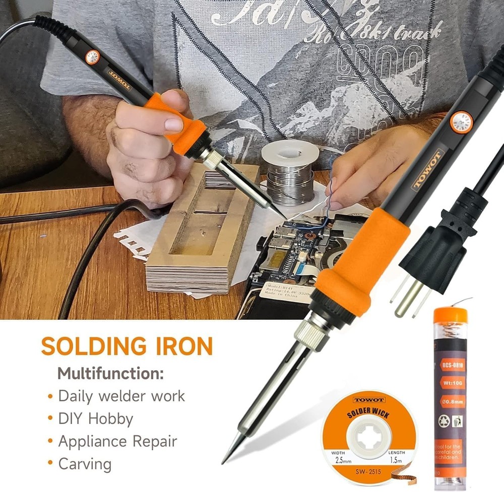 Durable Soldering Iron Set with Adjustable Temperature and Cleaning Tools
